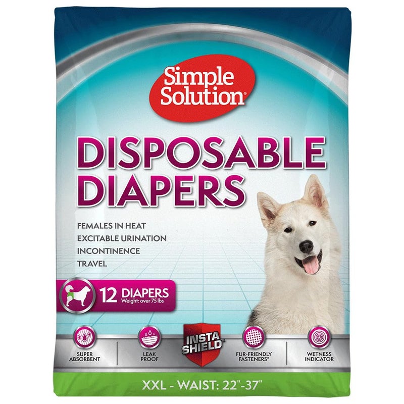 Simple Solution Disposable Female Dog Diapers, Absorbent Leak Proof Protection for Incontinence, Puppy Training, Heat Cycle, Travel, and Housebreaking, XXL Dogs, 22â€“37 Inch Waist, 12 Count - Image 1